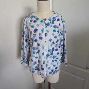 Onque Casuals Blue and Teal Abstract Patterned Cardigan
